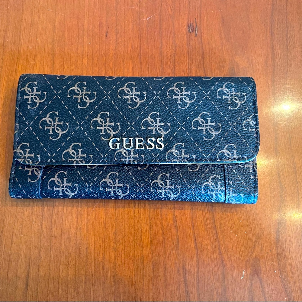 Guess Signature Logo Canvas Wallet